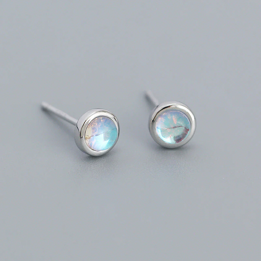 Boucles d'oreilles vintage en cristal de lune en argent