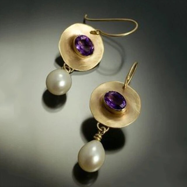 Boucles d'oreilles vintage avec perles en or