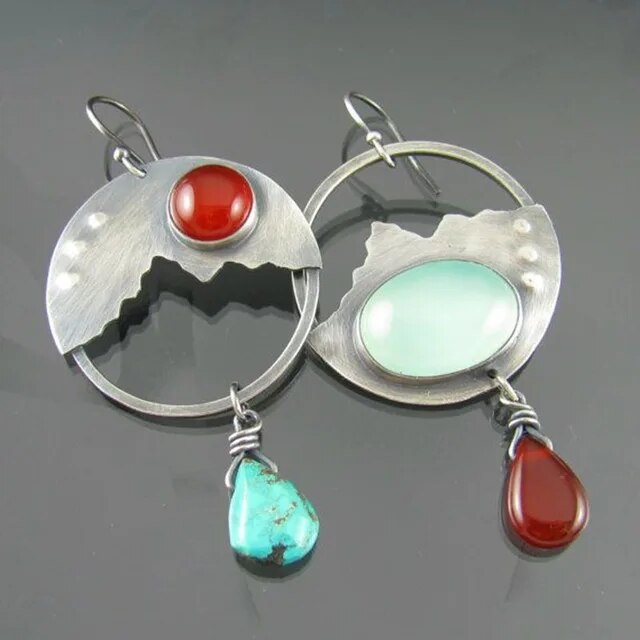 Boucles d'oreilles paysage vintage en argent