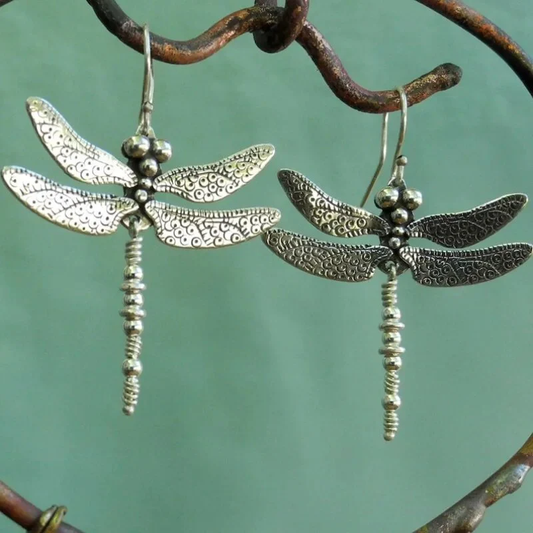 Boucles d'oreilles libellules vintage plaquées argent