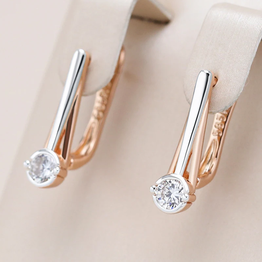 Boucles d'oreilles élégantes en cristal blanc doré et argenté