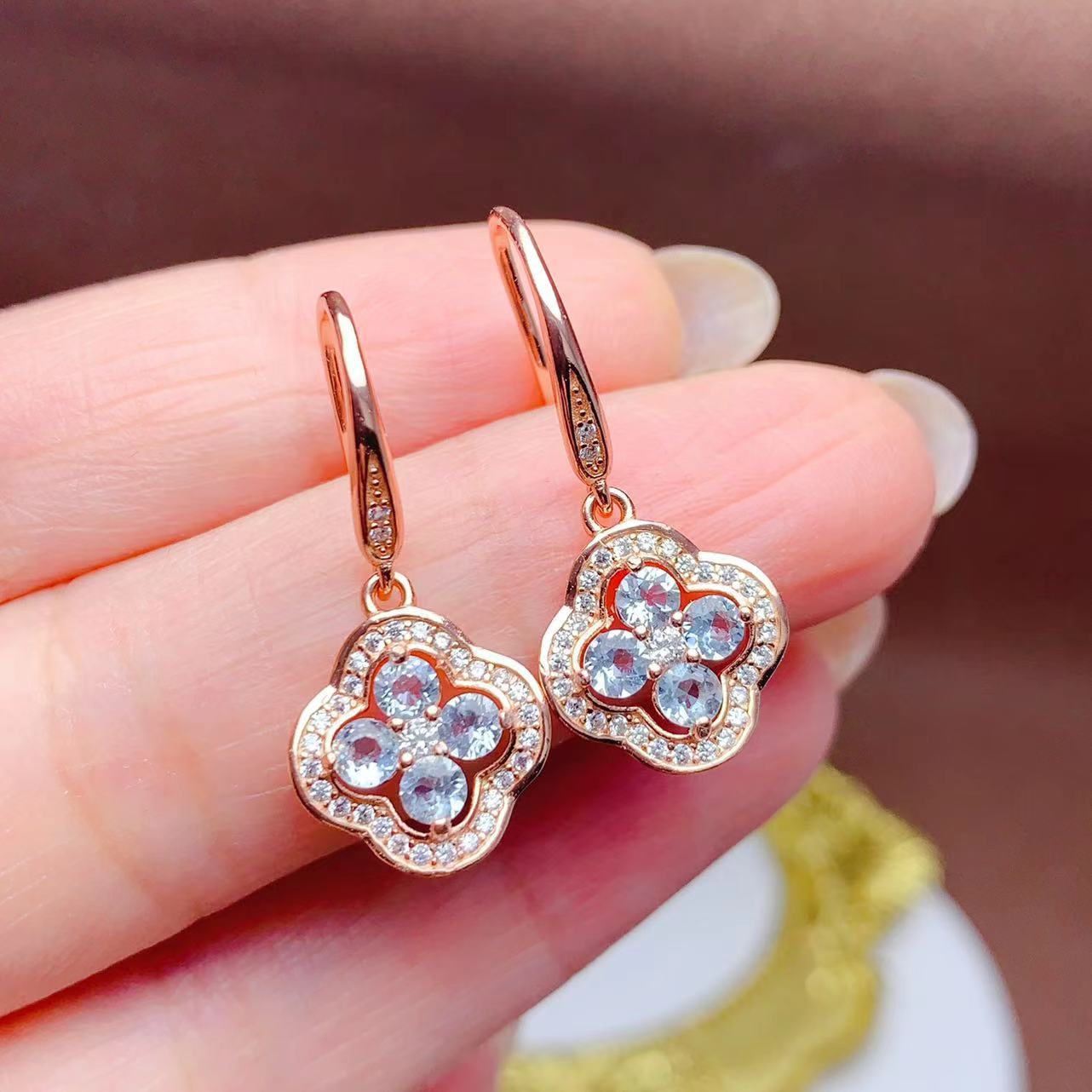 Boucles d'oreilles Cristaux de fleurs vintage brillants