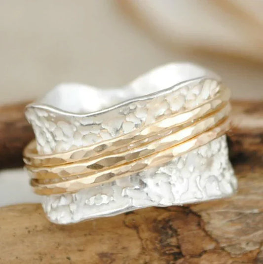 Bague en fils d'or et d'argent vintage
