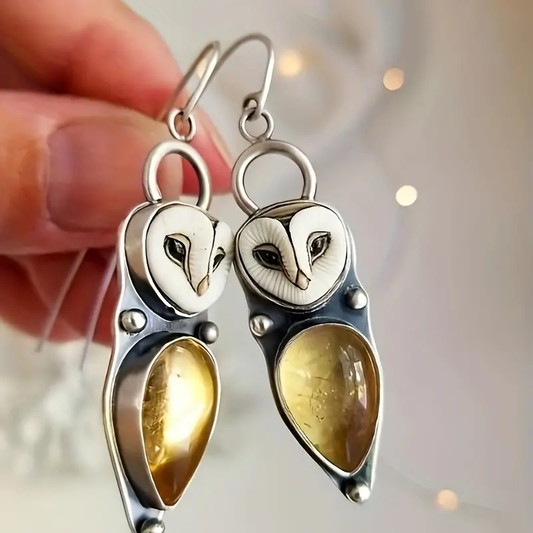 Boucles d'oreilles hibou en cristal