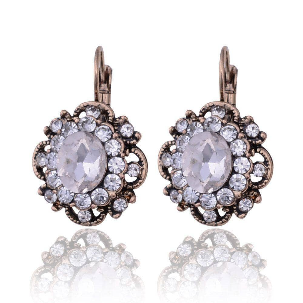 Boucles d'oreilles en cristal vintage blanc