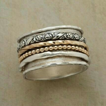 Bague multicouche en or et argent