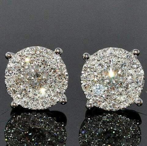 Boucles d'oreilles en cristal brillant rond en or