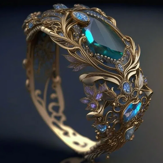 Bague vintage en cristal floral bleu