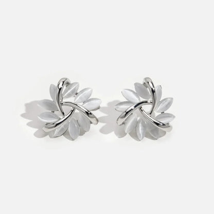 Boucles d'Oreilles Pétales Élégantes et Exquises en Or et Argent