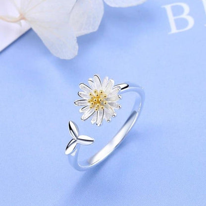 Bague Tournesol Réglable en Argent 925