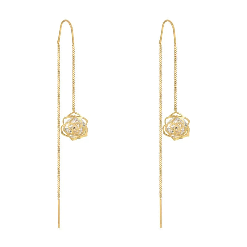 Pendants d'Oreilles en Cristal Blanc et Rose