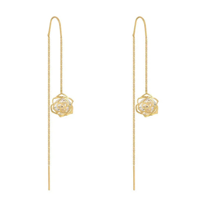 Pendants d'Oreilles en Cristal Blanc et Rose